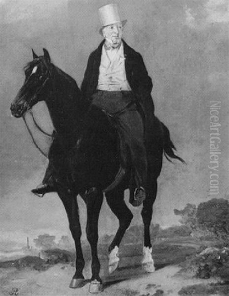 Portrait Of Lord Talbot Mounted On A Dark Bay Hunter - view 1