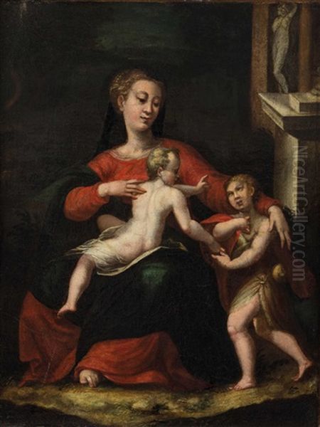 Madonna Mit Dem Jesusknaben, Der Den Tauferknaben Segnet - view 1