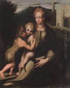 Madonna Con Bambino E San Giovannino by Michelangelo Anselmi