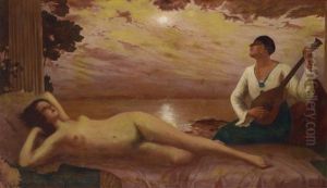 Ein Standchen Bei Mondschein by Eduard Ansen-Hofmann