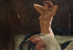 Weiblicher Akt, Sich Im Spiegel Betrachtend by Eduard Ansen-Hofmann