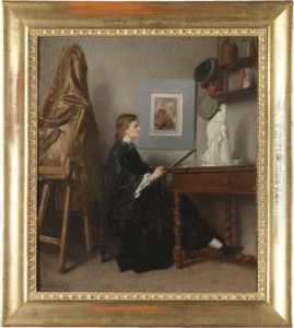 A Female Artist At Work In Her Studio by Eugene Accard