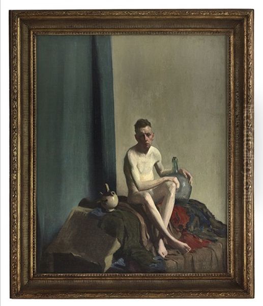 Seated Male Figure With A Water Jug - view 1