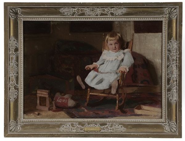 Child In A Blue Dress In A Chair - view 1