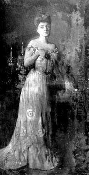 Portrait Of A Lady Illuminated By Candlelight - view 1