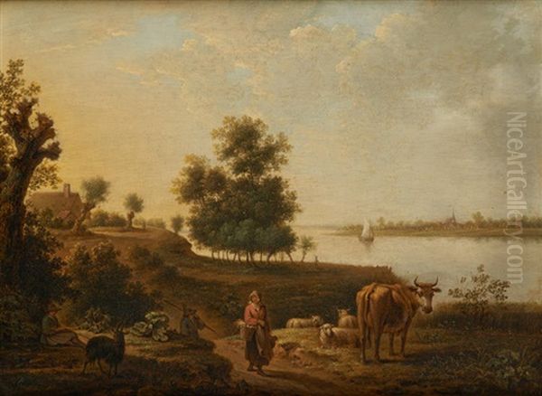Marcheurs Au Bord Du Cours D'eau - view 1