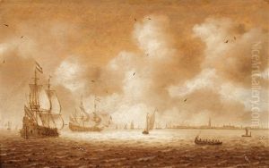 Ships In Coastal Waters, With Amsterdam In The Background, by Hendrick Van Anthonissen