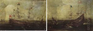 A Heavily Armed Dutch Four-master And Other Ships At Open Sea