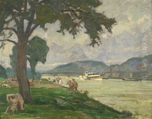 Spazierganger Am Rheinufer Bei Koblenz - view 1