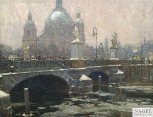 Winterliches Treiben Auf Der Berliner Schlossbrucke Mit Blick Auf Den Dom