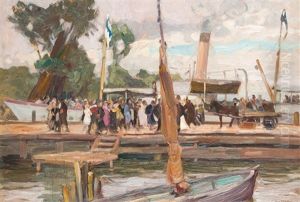 Sommerliche Uferpromenade (wannsee?)