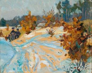 Winterlandschaft Mit Spaziergangern Winterlandschaft Mit Spaziergangern