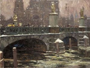 Schlossbrucke Zu Berlin, Im Hintergrund Der Dom by Otto Antoine