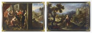 Samuel Anoints David; David Triumphs Over Goliath (pair)