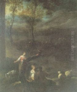 Pastoras Cuidando Su Rebano by Francisco Antolinez Y Ochoa