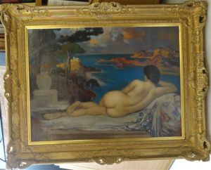 Nu Allonge Devant La Mer by Louis-Ferdinand Antoni