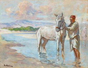 Cavalier A L'oued by Louis-Ferdinand Antoni