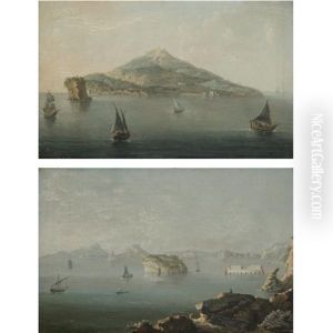 A View Of The Island Of Ischia (+ A View Of The Bay Of Naples From The Punta Di Posillipo; Pair) by Pietro Antoniani