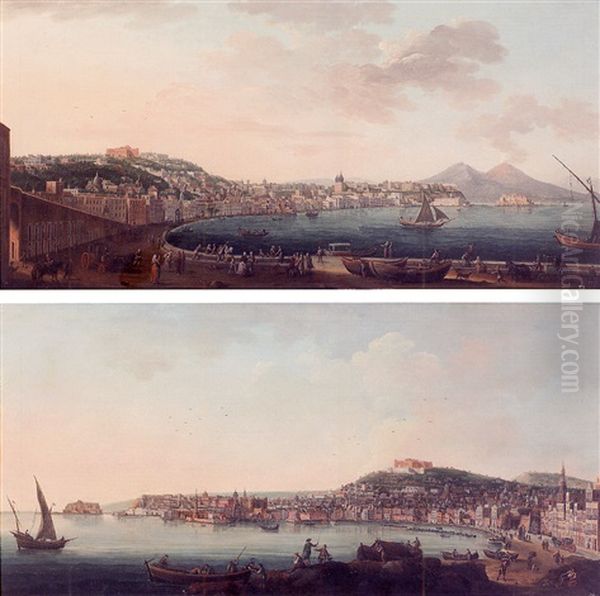 Naples, A View Of The Riviera Di Chiaia From The Convento Di Sant'antonio, With Figures Promenading And Mount Vesuvius Beyond - view 1