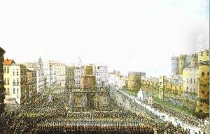 Vue Da La Place Du Chateau Royal A Naples Le Jour Du Carnaval by Pietro Antoniani