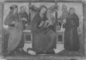 Madonna Con Bambino In Trono Con San Francesco, Sant'ambrogio, Sant'antonio Di Padova E Un Altro Santo