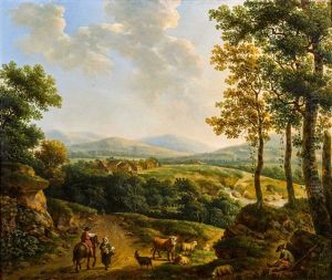 Landschaftsidylle Mit Figuren (schaferszene)