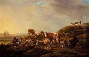 Kvaeghyrden Holder Hvil by Henri-Joseph Antonissen