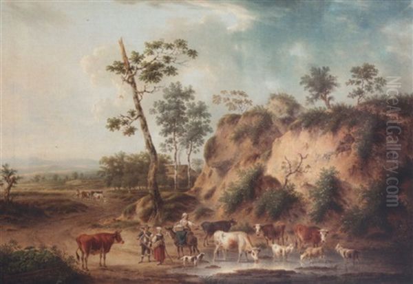 Peasants With Cattle In An Open Landscape - view 1