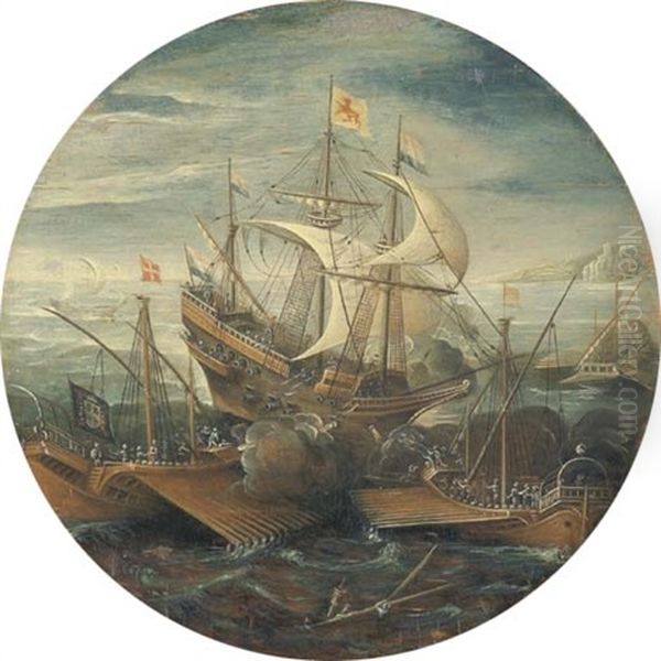 Battaglia Navale Tra Galeone E Due Galere - view 1