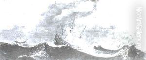 Shipping On A Stormy Sea by Aert van Antum