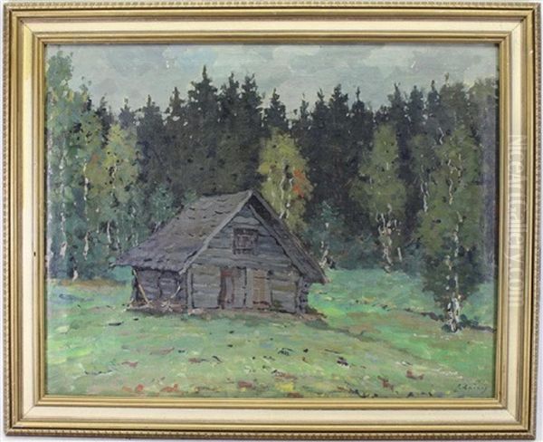 Painting Of A House In A Wooded Landscape - view 1