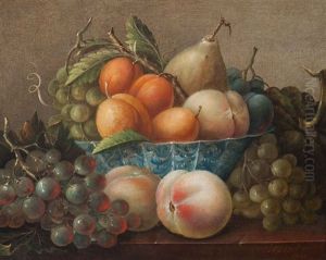 Still Life With Fruit On Porcelain Dish by Adrianus Apol
