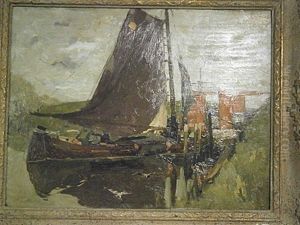 Zeilboot Bij Een Sluis by Armand Adrien Marie Apol