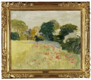 Sommerliche Wiese Mit Mohnblumen Und Baumen Im Hintergrund by Armand Adrien Marie Apol