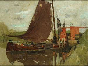 Boot Bij De Sluis by Armand Adrien Marie Apol