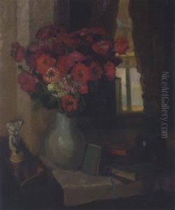 Still Life With Flowers In A Blue Vase by Armand Adrien Marie Apol