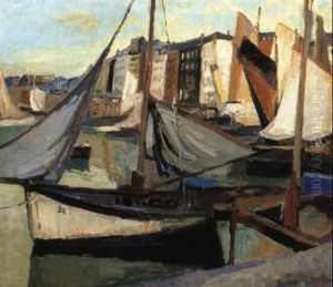Fishing Boats In A Harbour by Armand Adrien Marie Apol