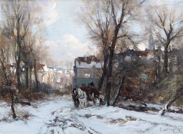 Horse-drawn Cart In Winter, Bezuidenhout, The Hague - view 1