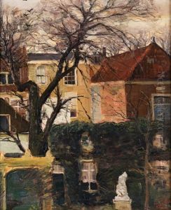 Blick In Einen Hinterhof (gezicht Op De Achterkanten Van Huizen) by Louis Apol