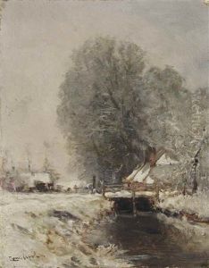 Snow Covered Houses Under Trees In Winter