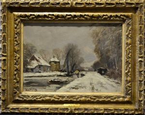 Winter Canal Scene by Louis Apol