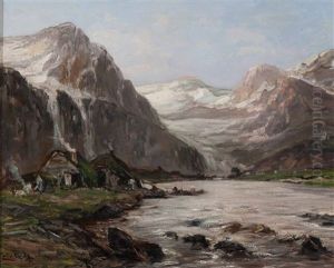 Fjord In Norway With A View Of Hammerfest by Louis Apol