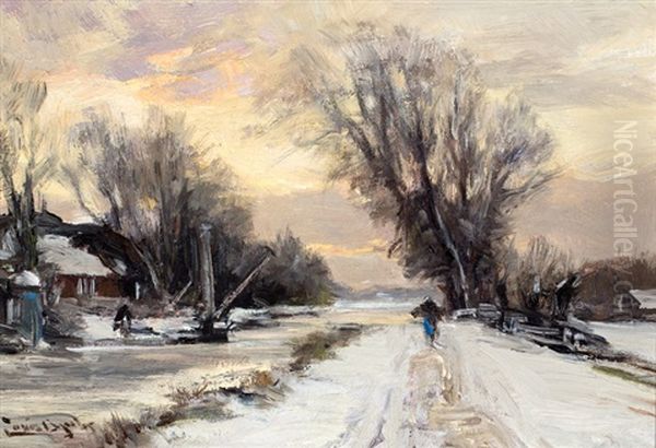 Sneeuwlandschap Met Boerderij Aan Vaart - view 1
