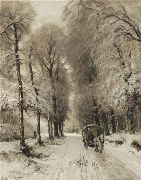 A Horse-drawn Cart On A Snowy Path - view 1