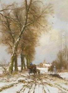 Figures On A Snowy Path by Louis Apol