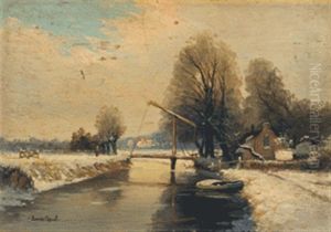 Winterliche Landschaft Am Kanal