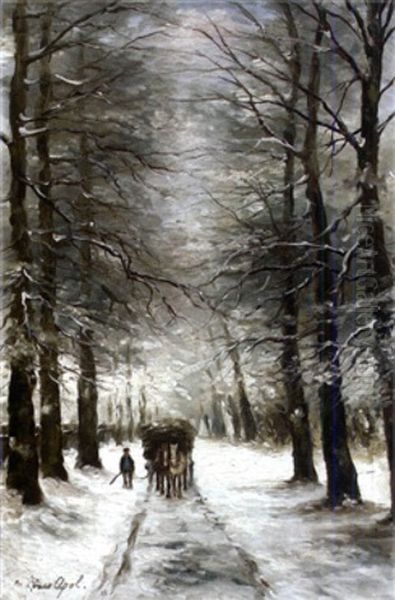 Carriole Dans Un Sous-bois Enneige - view 1