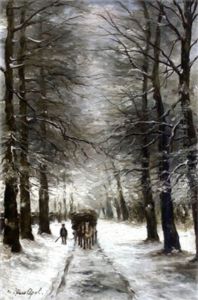 Carriole Dans Un Sous-bois Enneige by Louis Apol