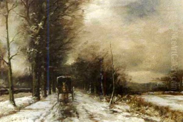 Carriage Approaching In Winter - view 1