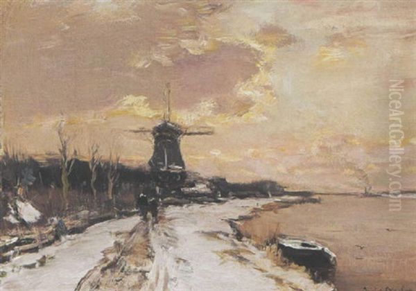 A Winter Landscape With A Windmill - view 1